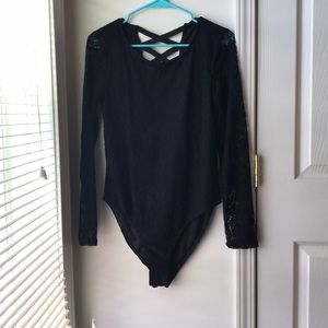 Black lace body suit
